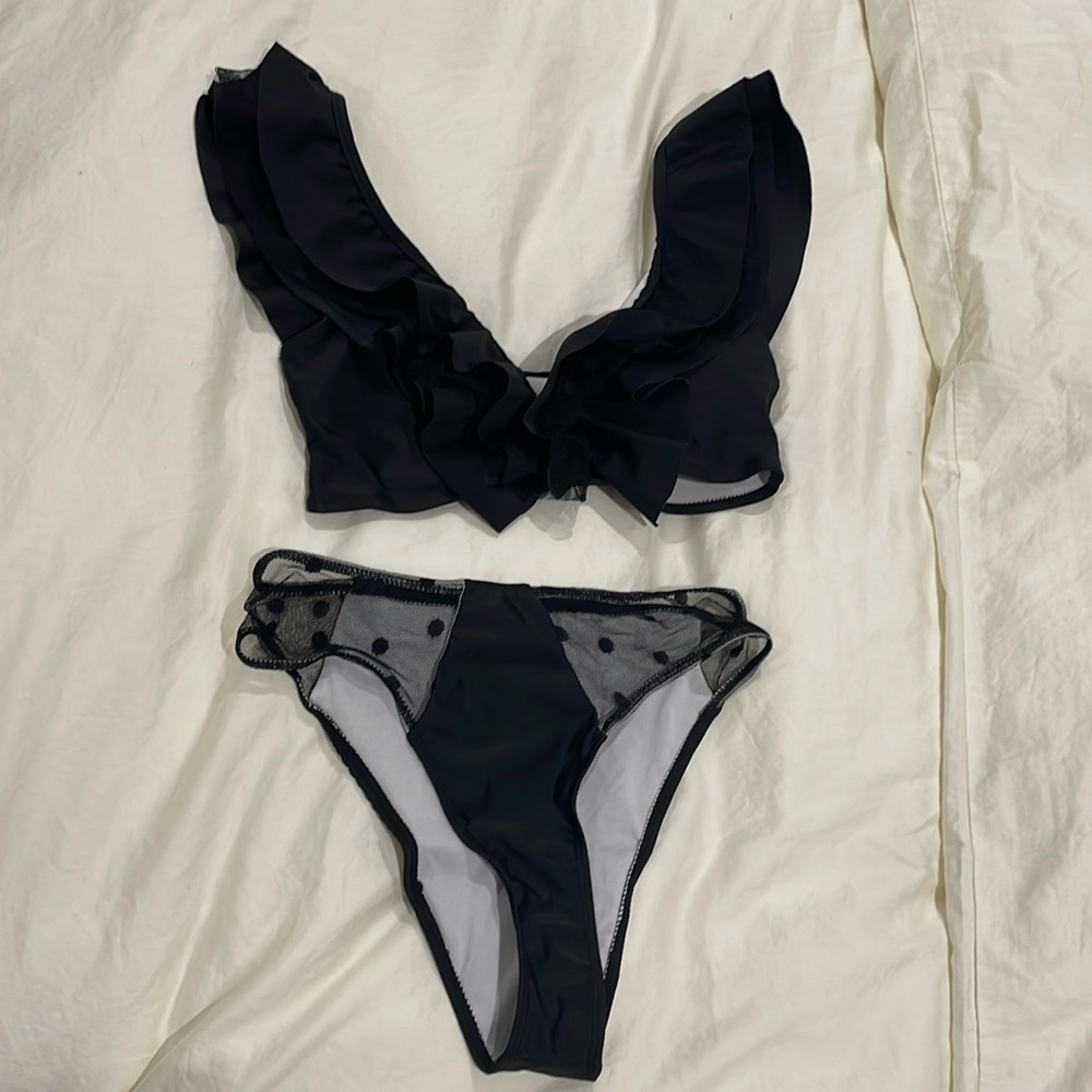Black with Sheer Polka Dots Bikini
